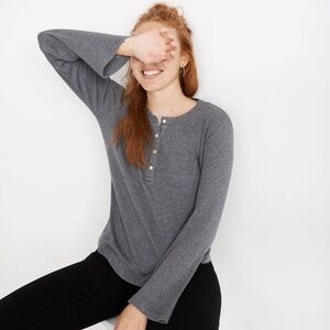 Madewell Heathered Gray Thermal Henley Tee Size Large